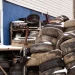 An image of old tires stacked for recycling.