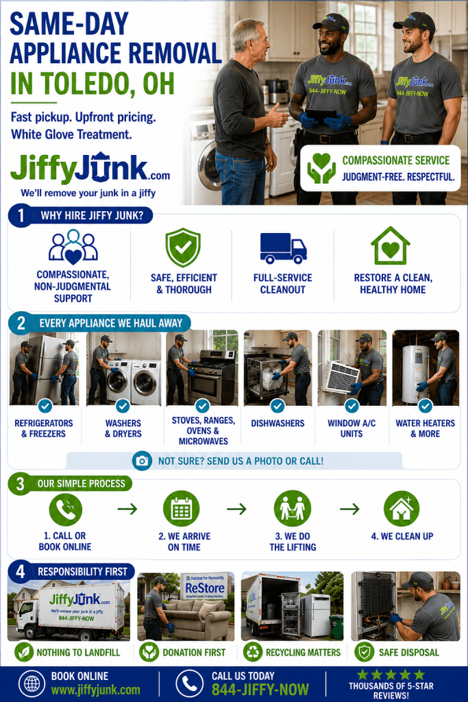 Infographic of Same-Day Appliance Removal in Toledo, OH | Jiffy Junk
