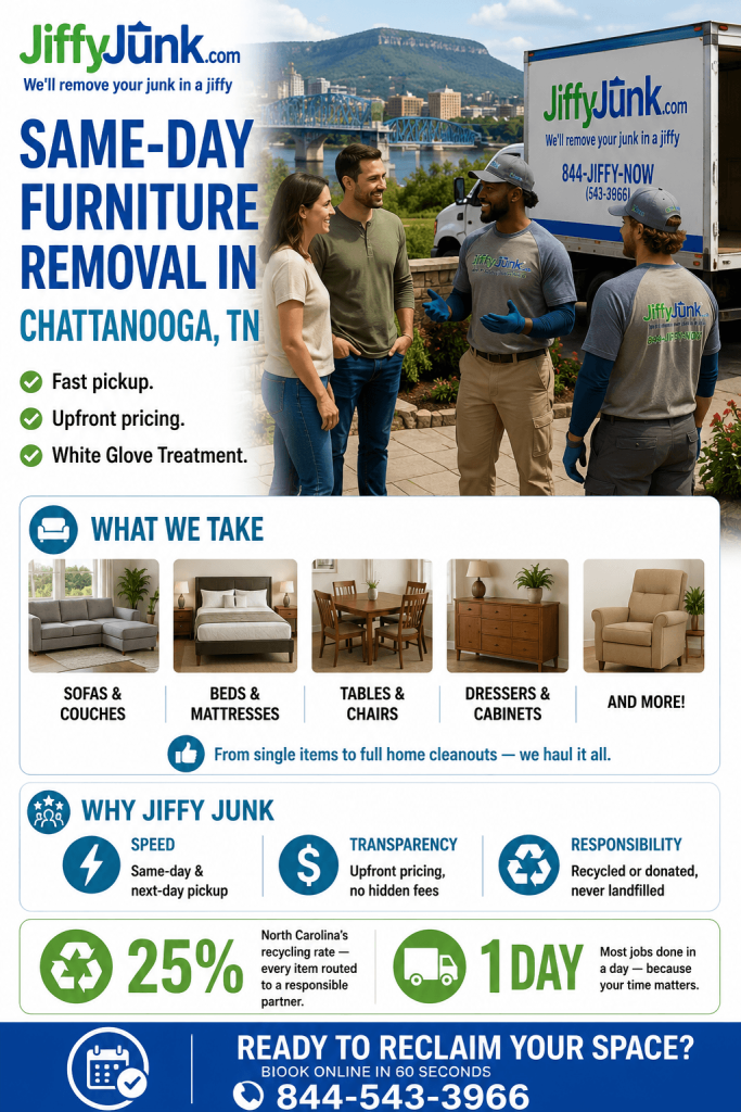 Infographic of Same-Day Furniture Removal in Chattanooga, TN | Jiffy Junk