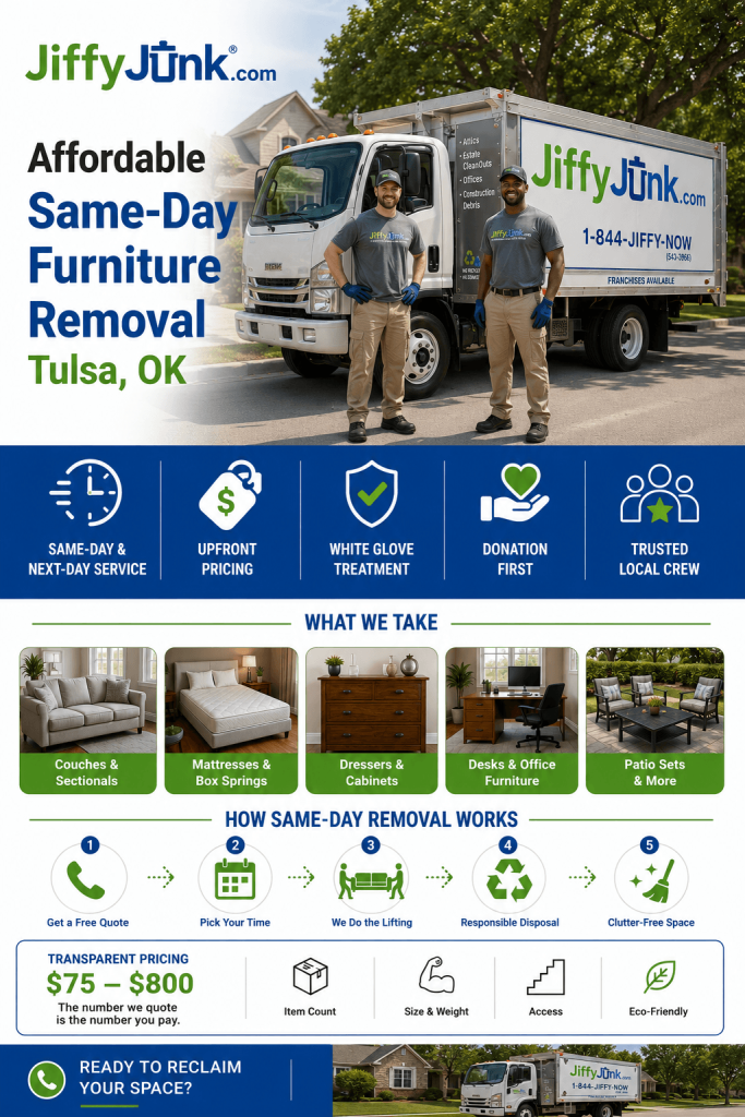 Infographic of Affordable Same-Day Furniture Removal Tulsa, OK | Jiffy Junk