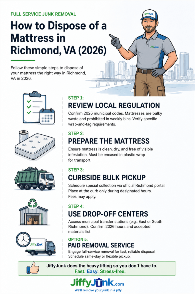 Infographic of How to Dispose of a Mattress in Richmond, VA (2026)