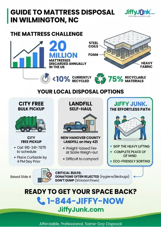 Infographic of How to Dispose of a Mattress in Wilmington, NC (2026)