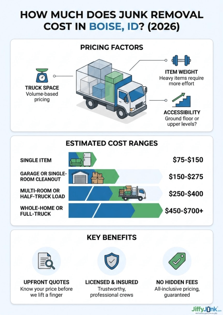 Infographic of How Much Does Junk Removal Cost in Boise, ID? (2026)