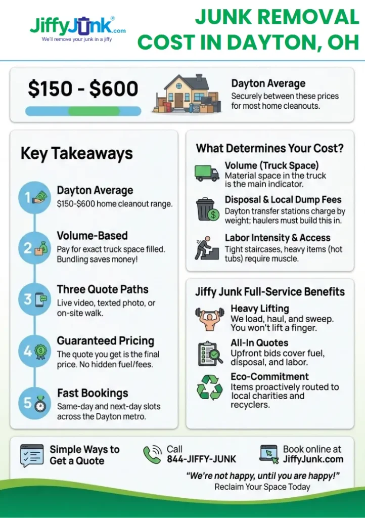 Infographic of How Much Does Junk Removal Cost in Dayton, OH? (2026)