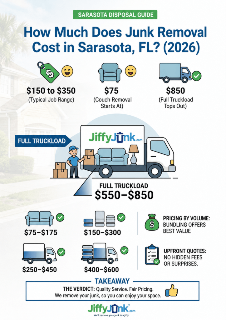 Infographic of How Much Does Junk Removal Cost in Sarasota, FL? (2026)
